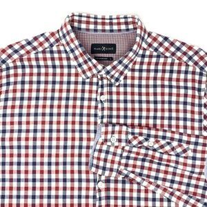 Marc Echo Cut & Sew Red White & Blue Check Men's‎ Long Sleeve Shirt Size Large